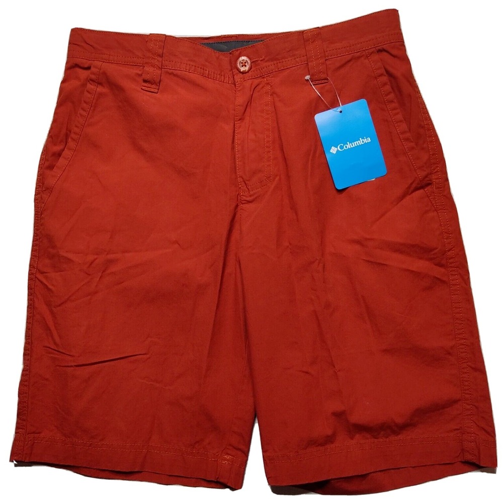 COLUMBIA Men Size 30 Dark Sienna Cotton 10" Washed Out Shorts NEW